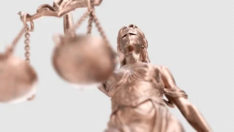 Low Angle Slow Crane Movement Upward Lady Justice Statue with Alpha Channel Stock Footage 319866574
