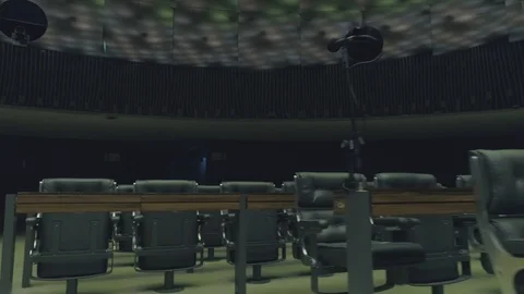 Low angle stablised tracking shot down the central aisle of the Lower House of Vídeos de archivo 126107707