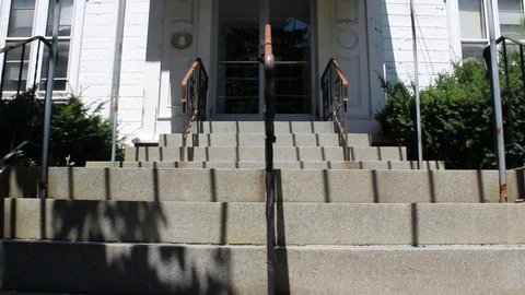 Low-Angle Stairs Leading to Front of Building Stock Footage