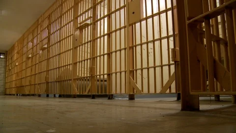 Low angle still shot of prison cells in detention center. 스톡 동영상 106457001