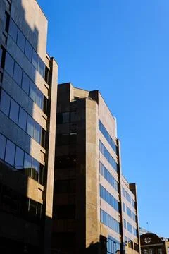 Low Angle Stone Corporate Office Facades London Stock-Fotos
