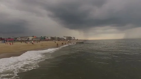 Low Angle on Stormy Beach Stock Footage 51445663