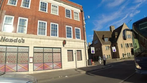 Low Angle Street View of Historical Oxford Central City of England Stock Footage 313667494
