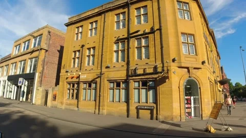 Low Angle Street View of Historical Oxford Central City of England Stock Footage 313669043