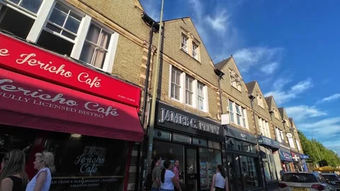 Low Angle Street View of Historical Oxford Central City of England Stock Footage 313672473