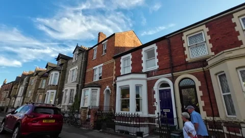 Low Angle Street View of Historical Oxford Central City of England Stock Footage 313877656