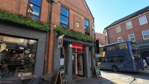 Low Angle Street View of Historical Oxford Central City of England Video stock 313885143