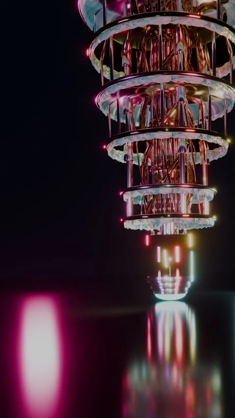 Low Angle Sweep Past Ruby Quantum Emitter, Vertical 9:16 4K Stock Footage 345542263