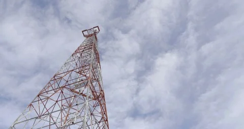 Low Angle Of Tall Microwave Tower In Simla, Colorado Video stock 100482737