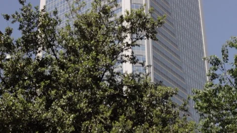 Low Angle Tilt up to Large Building Charlotte NC Stock Footage 84270982