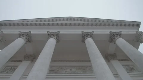 Low angle tilt up shot of pillars of Helsinki Cathedral Stock Footage 146290519