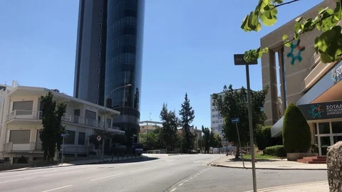 Low Angle Tilt Shot of Wargaming Tower in Nicosia, Cyprus Stock Footage 101106238