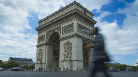Low angle time lapse of Arc de Triomph Stock Footage 40390912