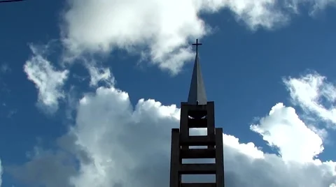 Low angle time lapse clip of Christian church steeple Stock-Footage 45296296