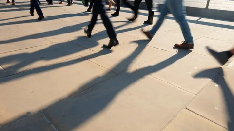 Low angle time lapse of commuters at rush hour Video stock 89900233