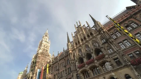 Low angle time lapse of Munich City Hall in Germany Stock Footage 70794230