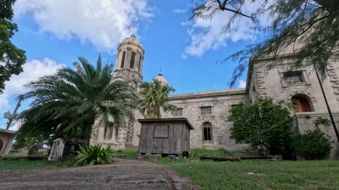 Low Angle Time Lapse - Wind blowing trees and clouds at St. John Cathedral Stock Footage 232953816