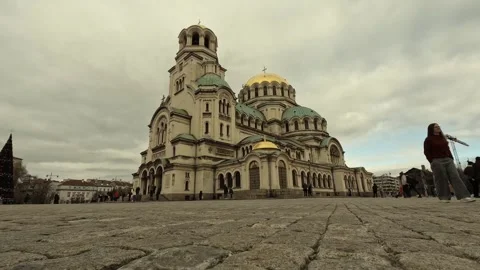 Low Angle Timelapse of Alexander Nevsky Cathedral in Sofia, 2026 Stock Footage 325626884