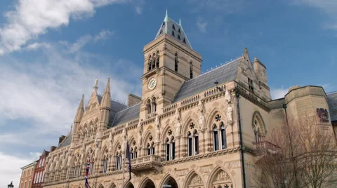 Low Angle Timelapse Shot on the Guildhall in Northampton Stock Footage 61485973