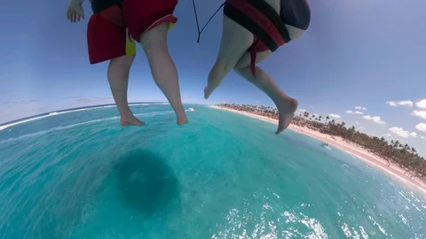Low angle tiny planet view of parasailing Video stock 86963143