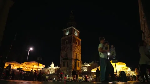 Low angle of Town Hall tower, Krakow 스톡 동영상 338324754