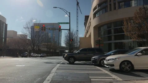 Low Angle Traffic Driving - From South College Street Stock Footage 73869704