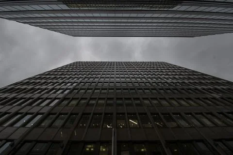 Low angle of two high office buildings Stock Photos