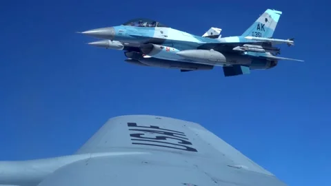 Low Angle of Two U.S. Army Fighter Jets Stock Footage 130362318