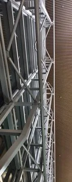 A low-angle vertical view of an indoor building facade Foto stock