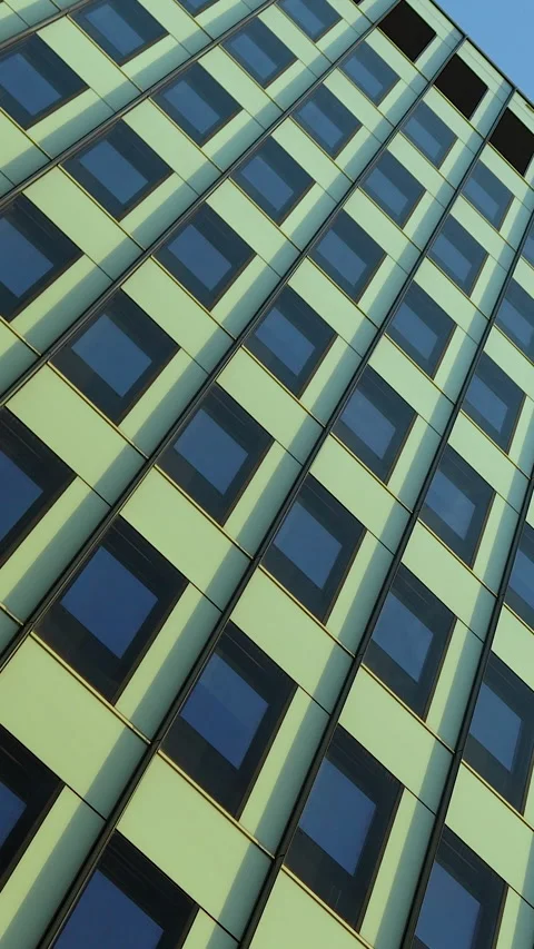 Low Angle Vertical View Of Modern Glass Office Building Architecture Stock Footage 331574227