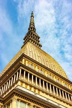 Low angle vertical view of Mole Antonelliana Stock Photos