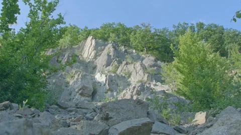 The low-angle video shootage of the cyclist in the mountains. Video stock 95772454