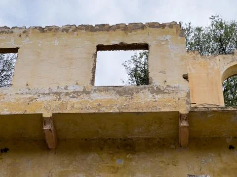 Low angle view of an abandoned house Stock Photos