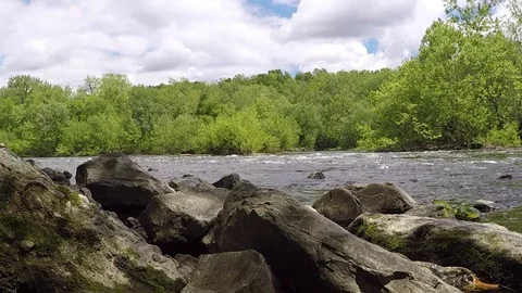 Low Angle View Across the Lehigh River Stock Footage 76086209