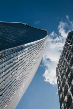 Low angle view against the sky of 20 Fenchurch Street building, London, UK. Stock Photos