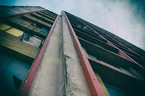 Low angle view of an aged residential building Stock-Fotos