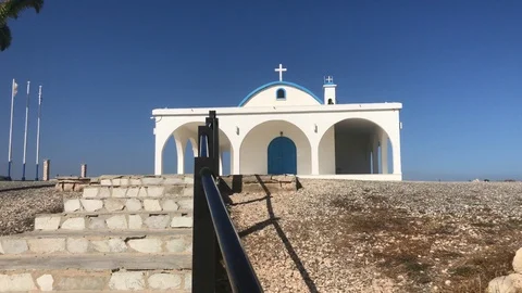 Low Angle View of Agia Thekla Chapel in Ayia Napa Stock Footage 90411908