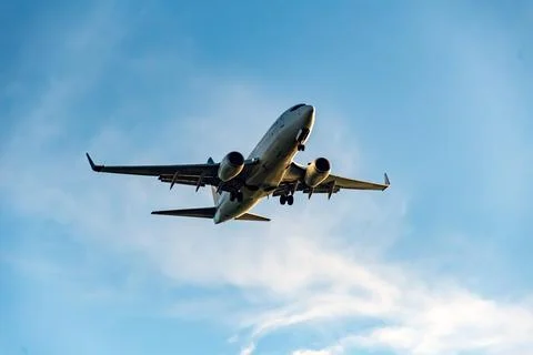 Low angle view of an aircraft in the sky, British Columbia, Canada Stock Photos