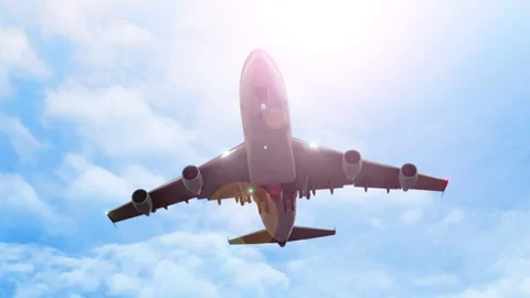 Low angle view of airplane flying in the sky Stock Footage 263039089