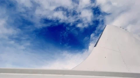 Low angle view of airplane tail and fuselage Stock Footage 277516950