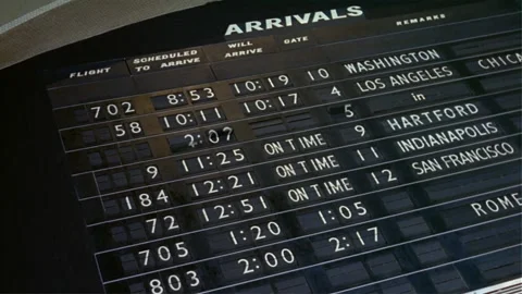 Low angle view of Airport-Solari flight information board Video stock 163179059