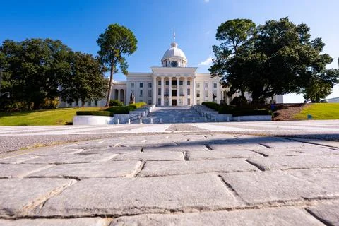 Low Angle View of Alabama State Capitol Building in Montgomery Stock Photos