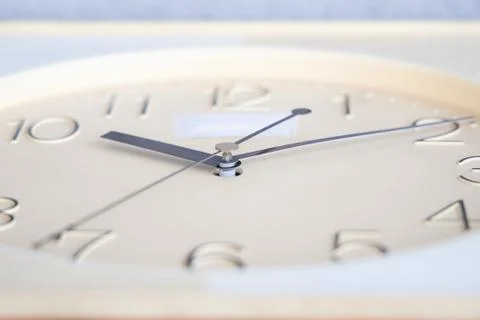 Low angle view of analog clock. selective focus Stock Photos