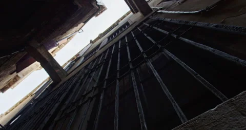 Low angle view of ancient iron prison bars in venice Vídeo Stock 340427116