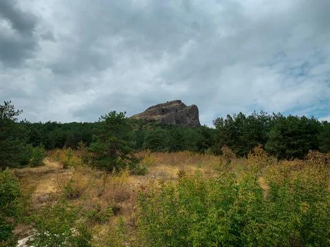 Low angle view of the ancient rock fortress located on a hill  Stock Photos