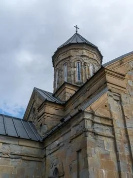 Low angle view of the ancient stone dome of Norio Ghvtaeba Monastery Stock Photos