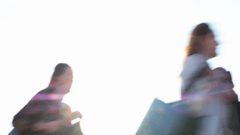 Low angle view of anonymous commuters at rush hour Video stock 88691133