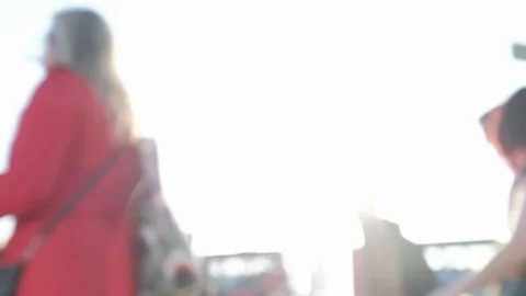 Low angle view of anonymous commuters at rush hour Video stock 88693032