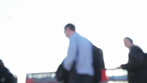 Low angle view of anonymous commuters at rush hour Video stock 88693432