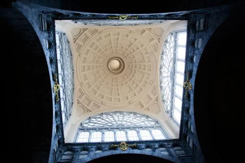 Low angle view of Antwerp Central Station dome Stock-Fotos